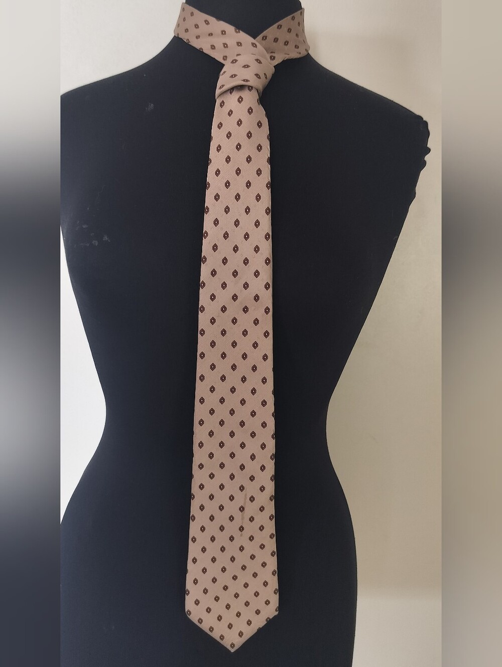 Paco Rabanne Beige Tie with Small Brown Motif